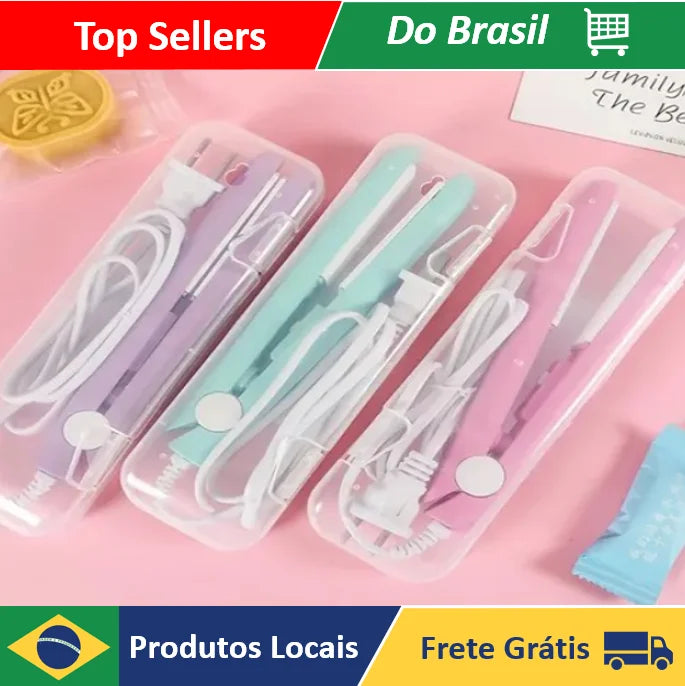 Mini Chapinha Prancha De Cabelo Portátil Com Case Transporte Bivolt